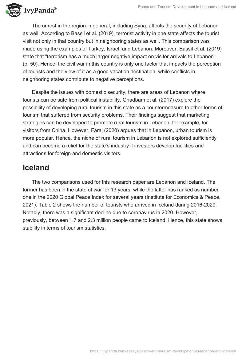 Peace and Tourism Development in Lebanon and Iceland. Page 5