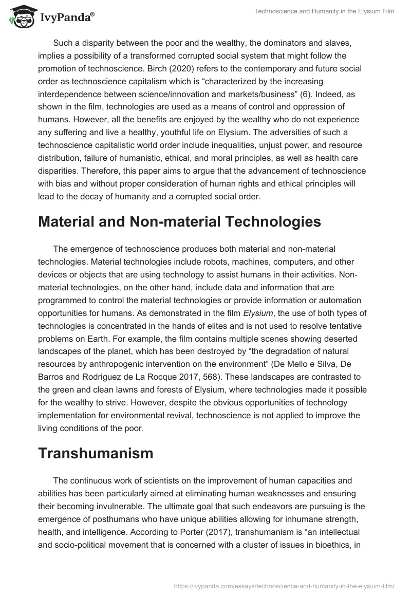 Technoscience and Humanity in the Elysium Film. Page 3