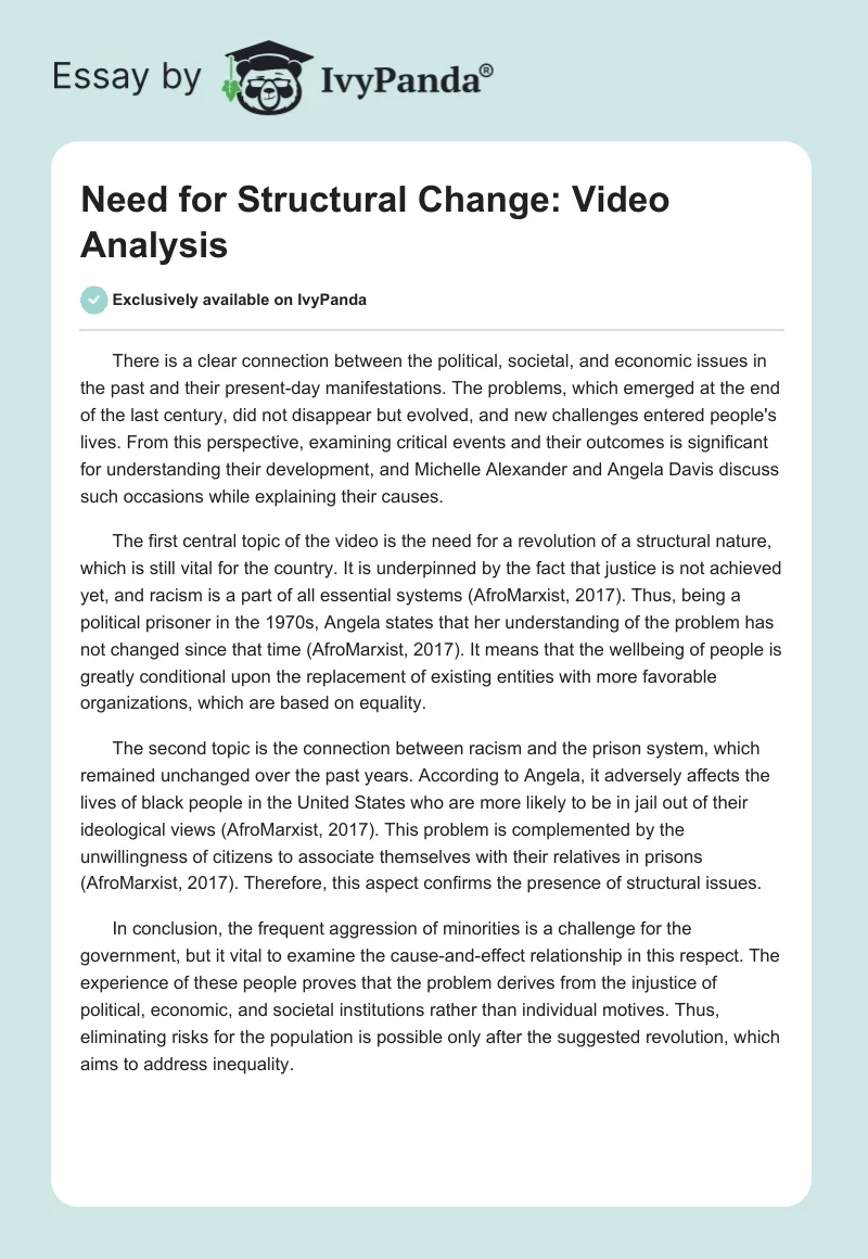 Need for Structural Change: Video Analysis. Page 1