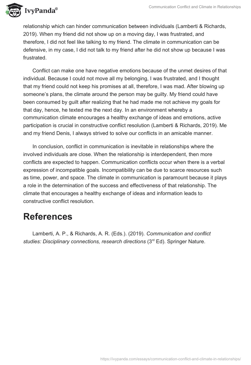 Communication Conflict and Climate in Relationships. Page 2