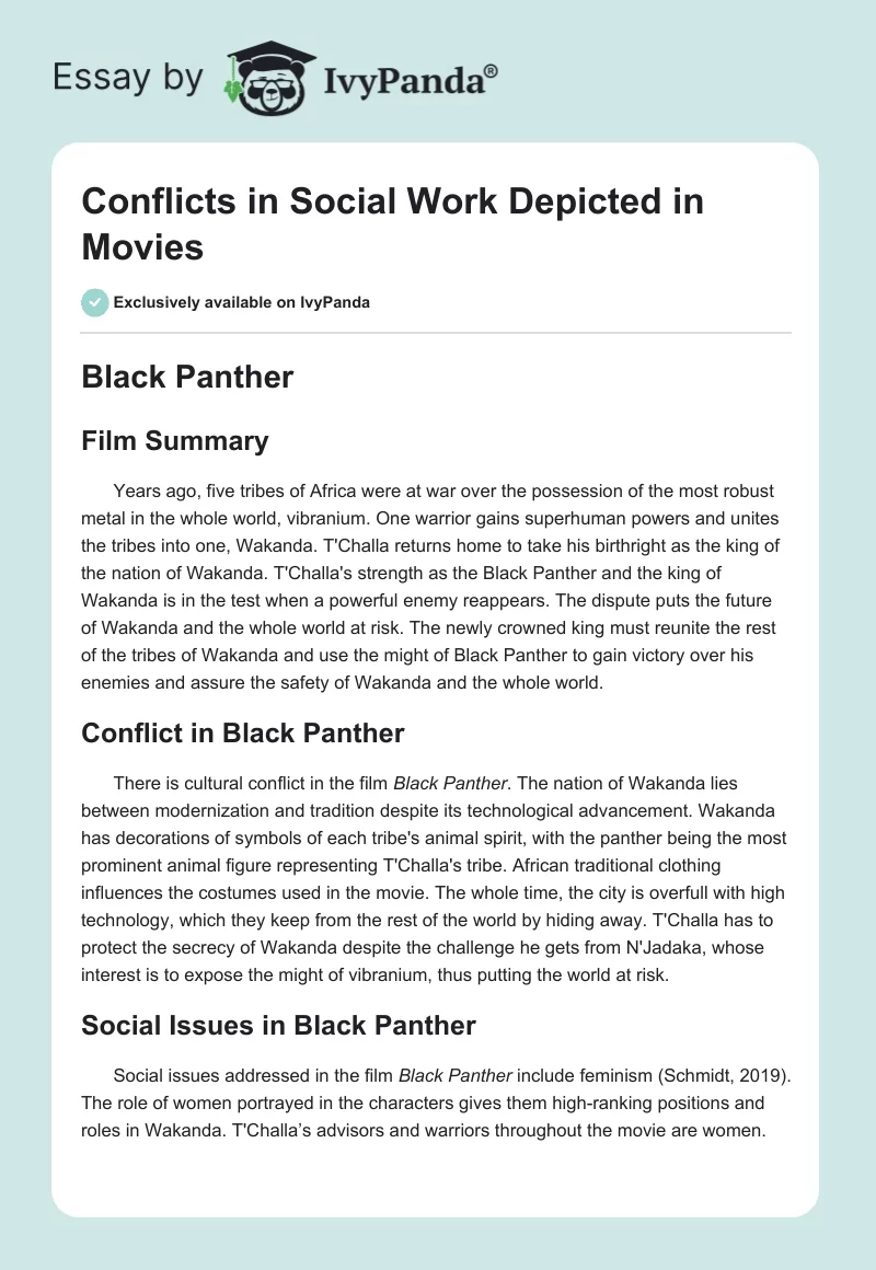 Conflicts in Social Work Depicted in Movies. Page 1