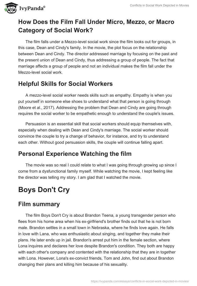 Conflicts in Social Work Depicted in Movies. Page 4