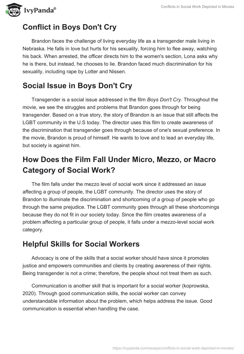 Conflicts in Social Work Depicted in Movies. Page 5