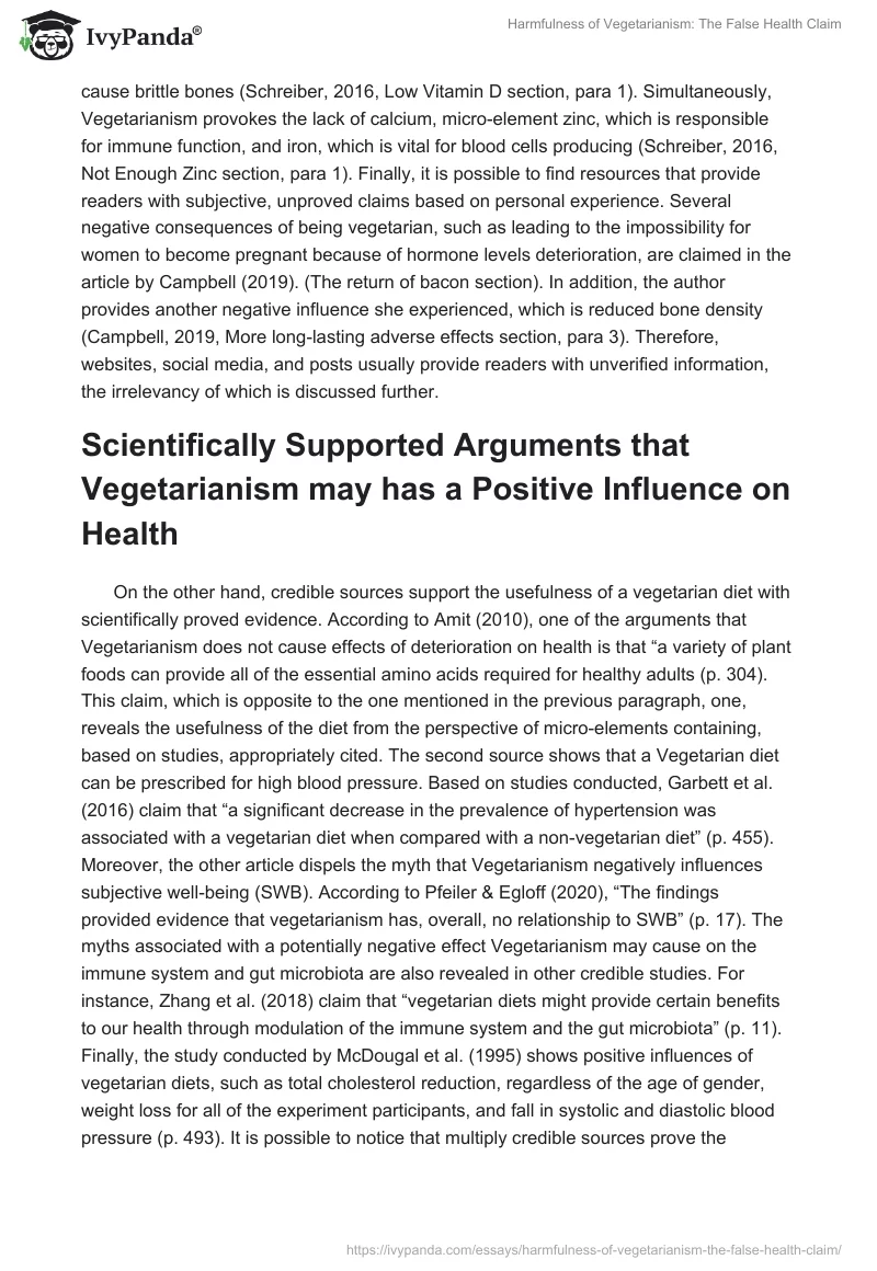 Harmfulness of Vegetarianism: The False Health Claim. Page 2
