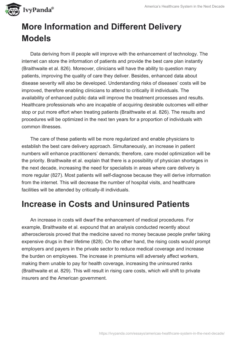 America’s Healthcare System in the Next Decade. Page 2
