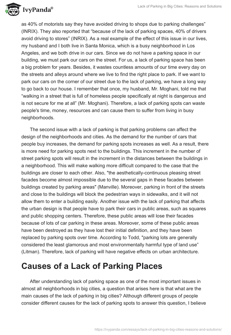 Lack of Parking in Big Cities: Reasons and Solutions. Page 2