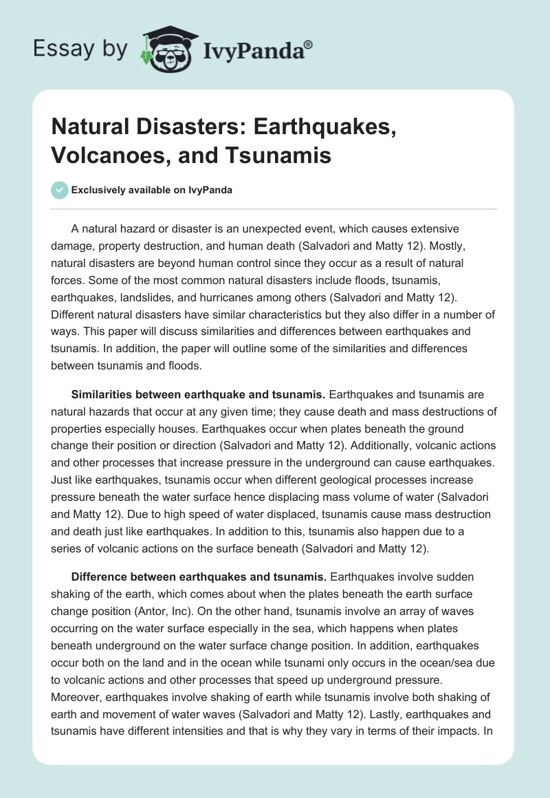 Natural Disasters: Earthquakes, Volcanoes, and Tsunamis. Page 1