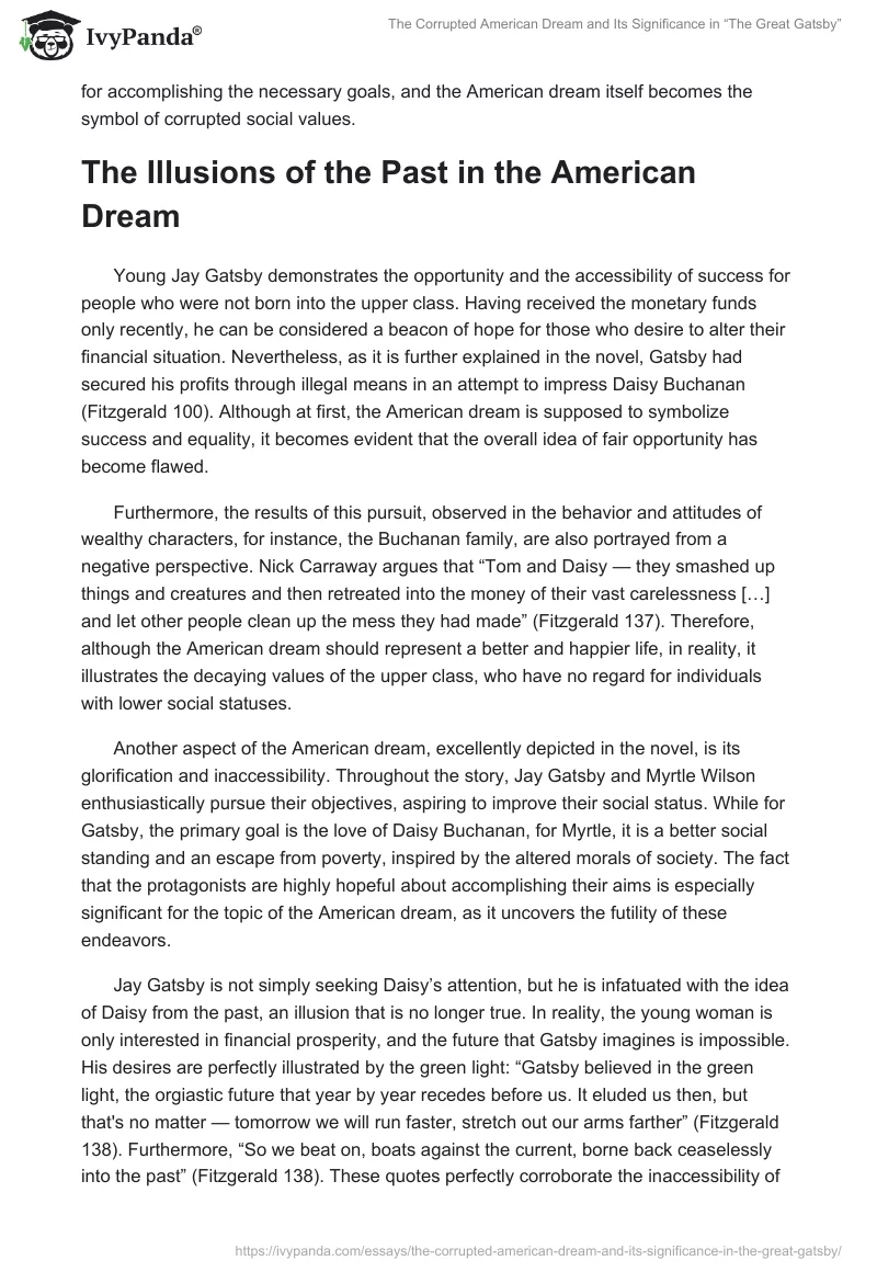 The Corrupted American Dream and Its Significance in “The Great Gatsby”. Page 2