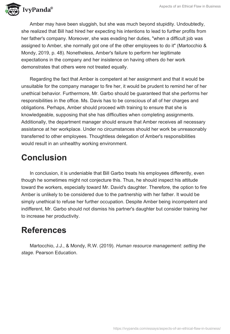 Aspects of an Ethical Flaw in Business. Page 2