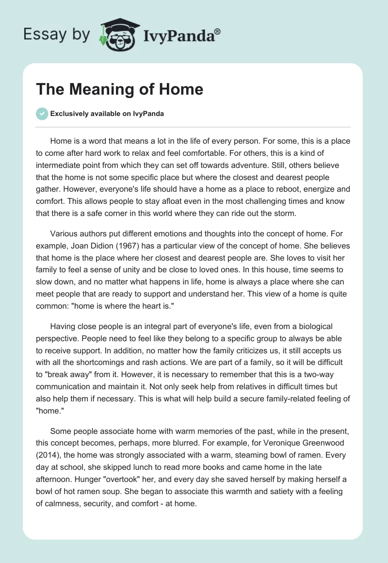 definition essay on home