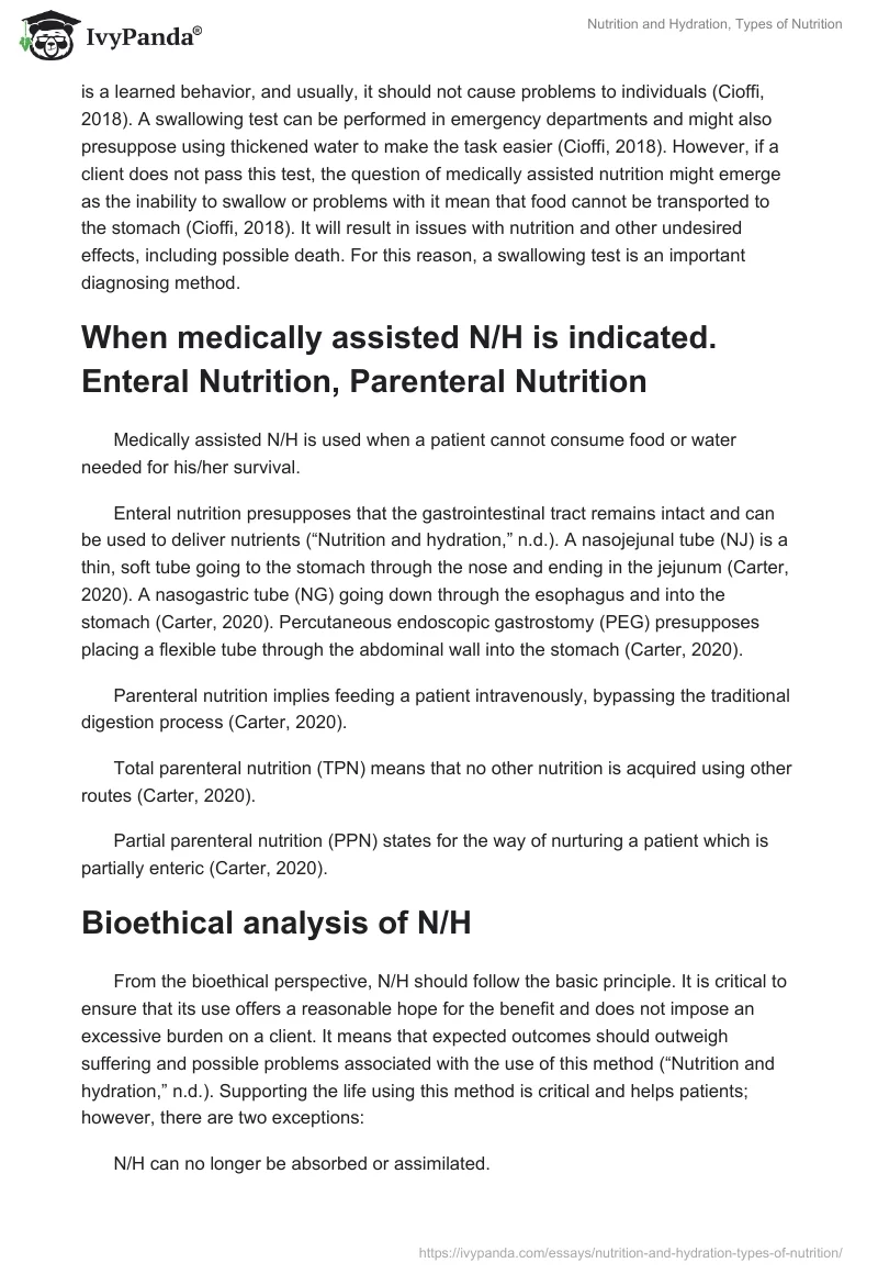 Nutrition and Hydration, Types of Nutrition. Page 2