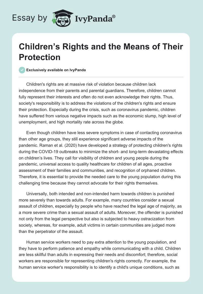 Children’s Rights and the Means of Their Protection. Page 1