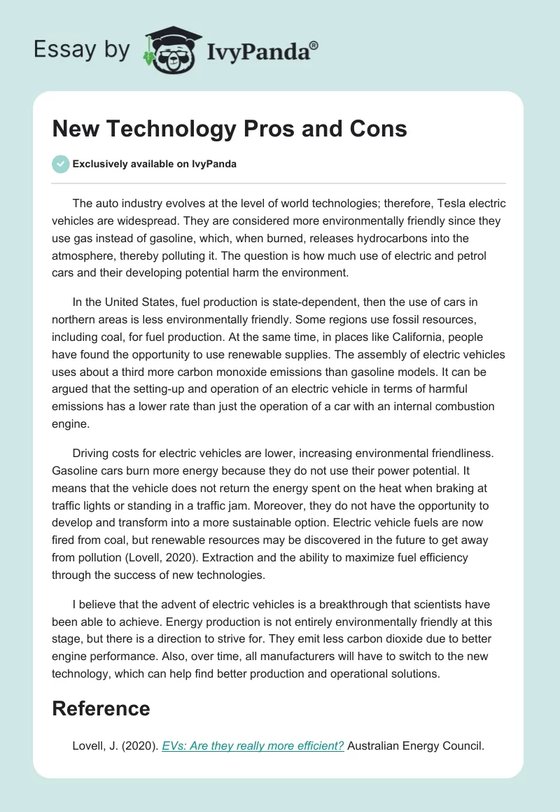 New Technology Pros and Cons. Page 1
