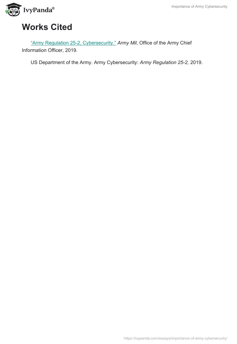Importance of Army Cybersecurity. Page 4