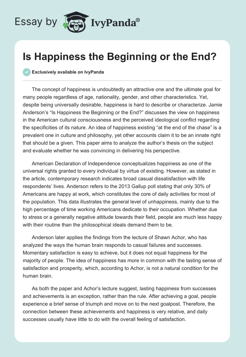 Is Happiness the Beginning or the End?. Page 1