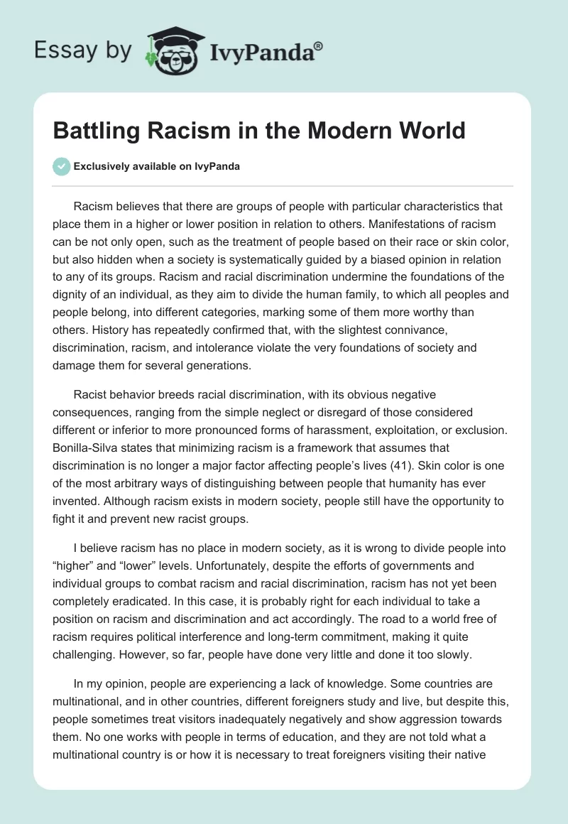 Battling Racism in the Modern World. Page 1