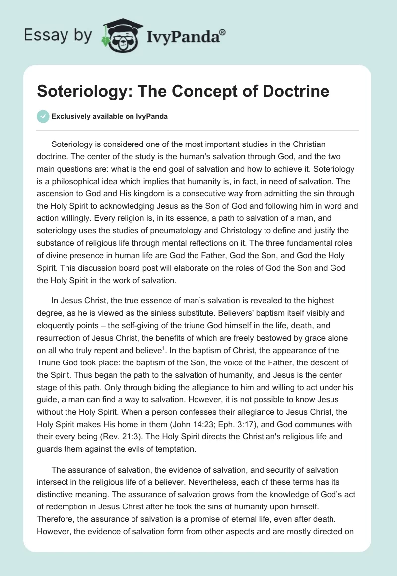 Soteriology: The Concept of Doctrine. Page 1