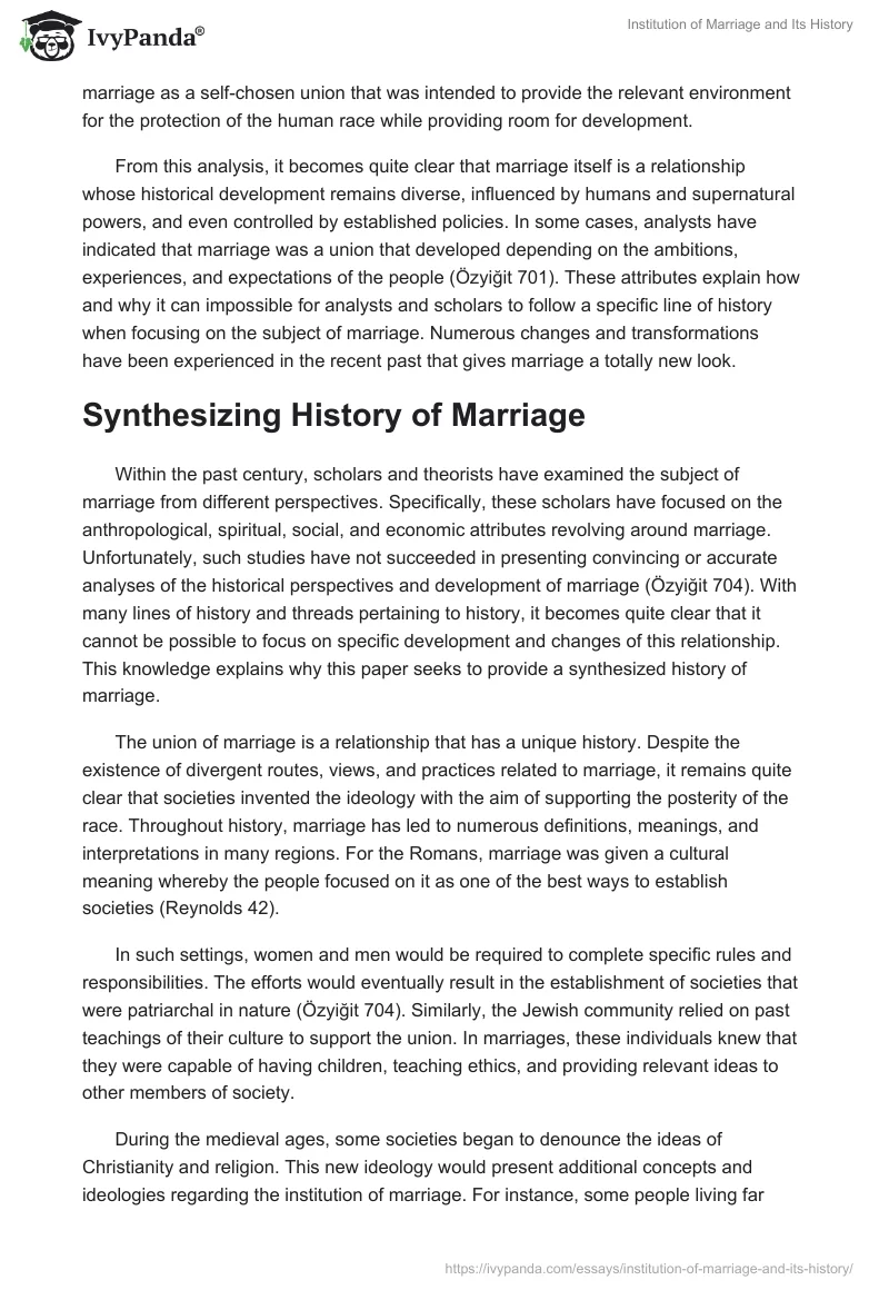 Institution of Marriage and Its History. Page 2