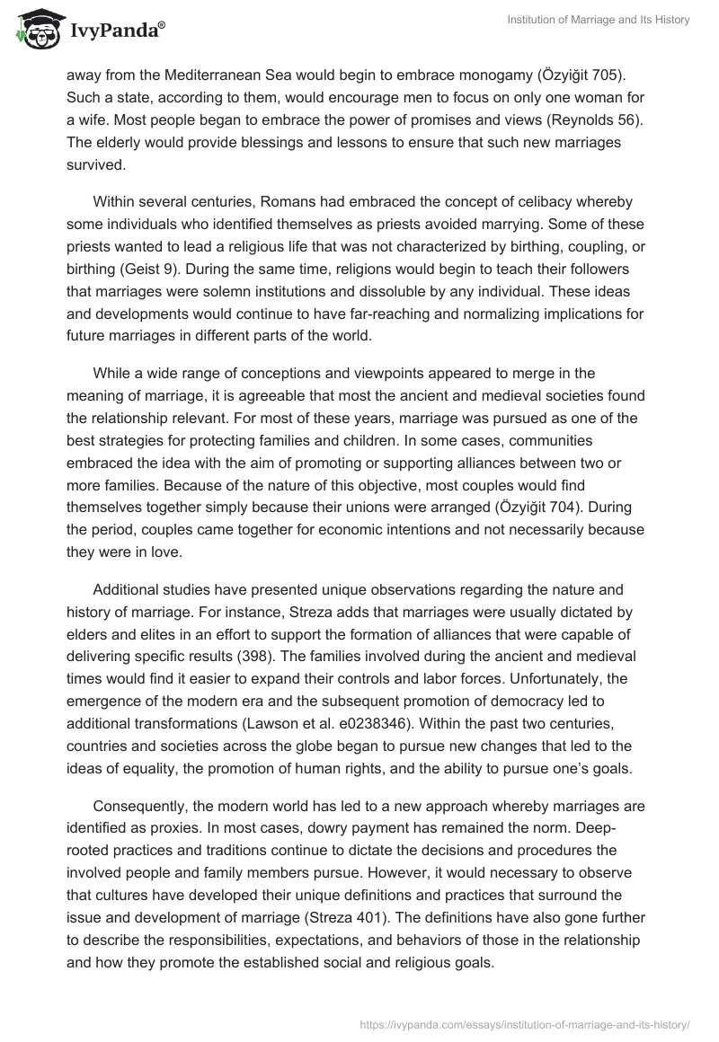 Institution of Marriage and Its History. Page 3