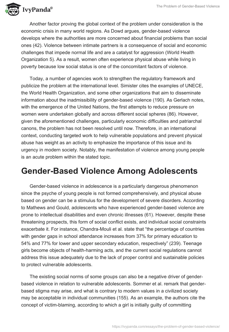 explain three causes of gender based violence essay