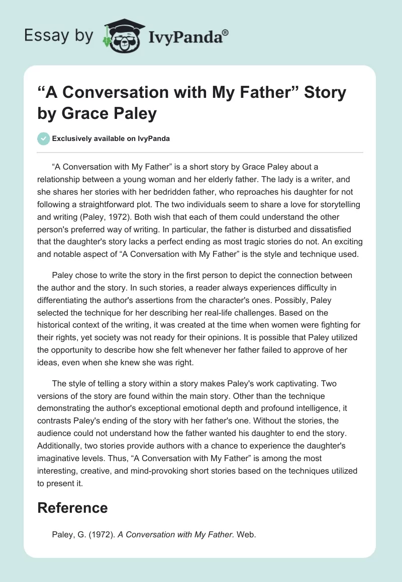 “A Conversation with My Father” Story by Grace Paley. Page 1