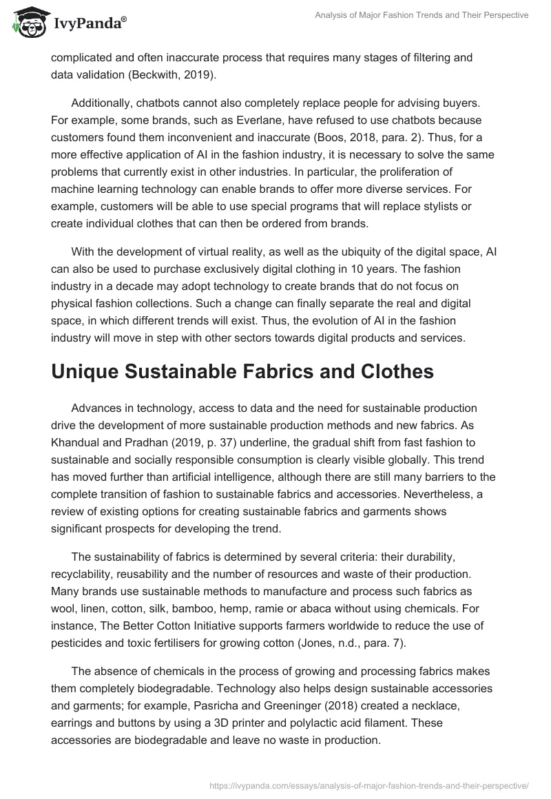 Analysis of Major Fashion Trends and Their Perspective. Page 3