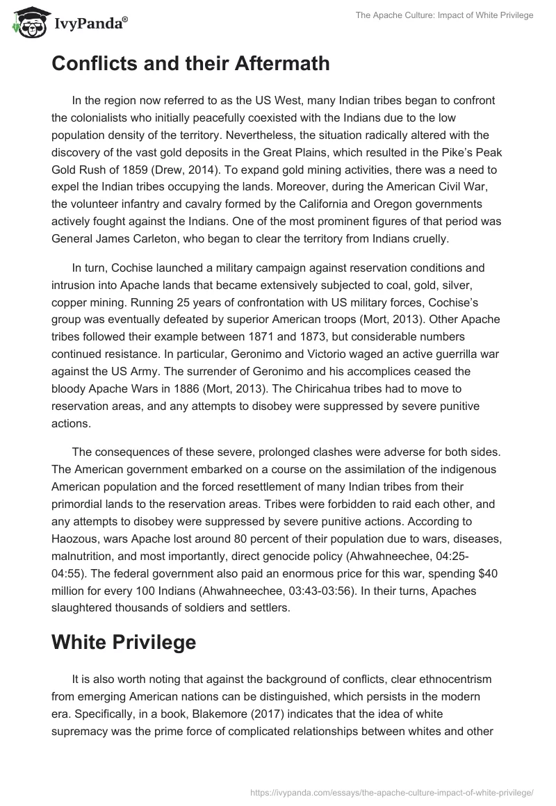 The Apache Culture: Impact of White Privilege. Page 4