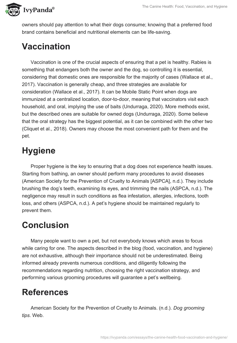 The Canine Health: Food, Vaccination, and Hygiene. Page 2