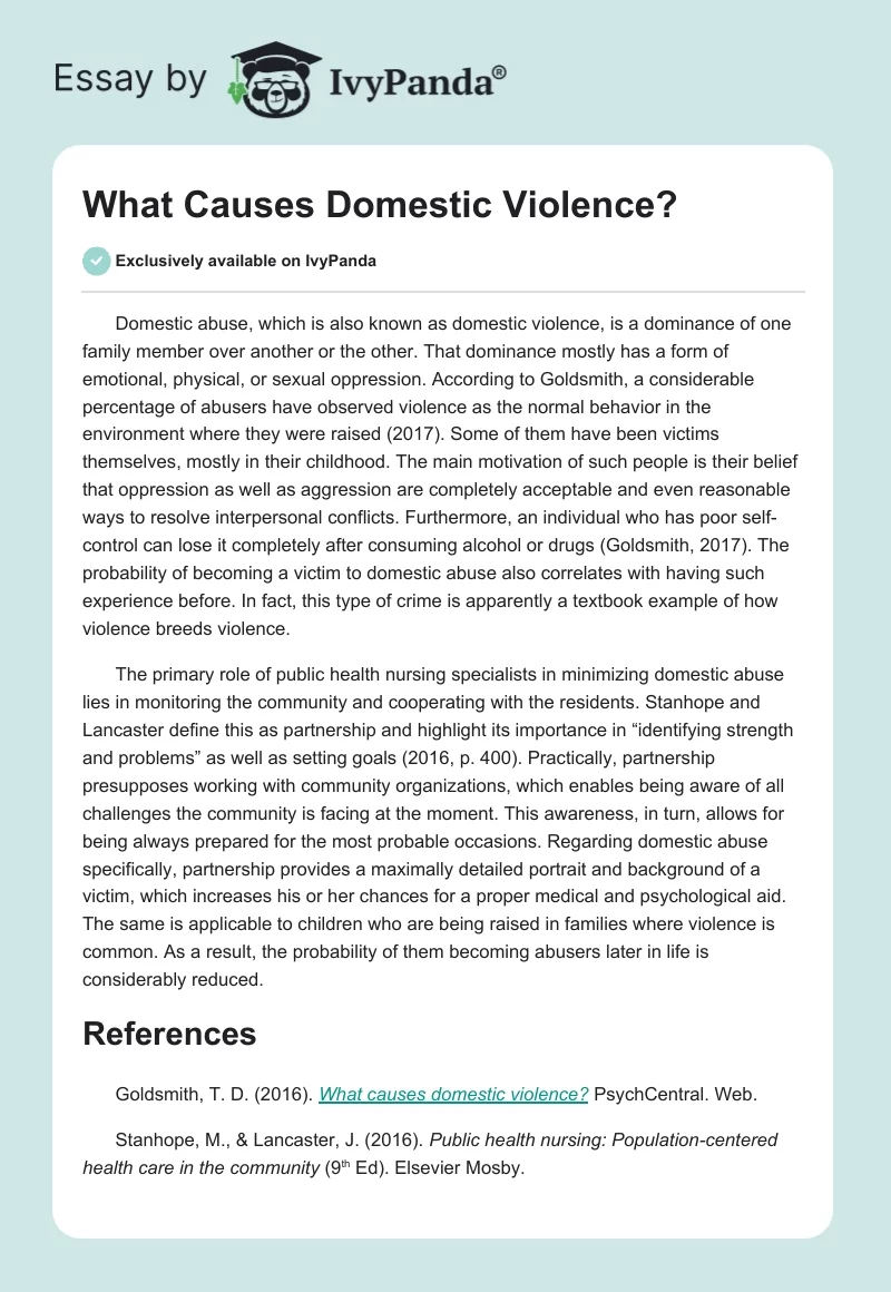 What Causes Domestic Violence?. Page 1