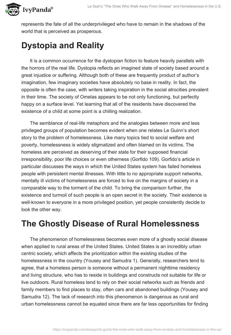 Le Guin’s “The Ones Who Walk Away From Omelas” and Homelessness in the U.S.. Page 2