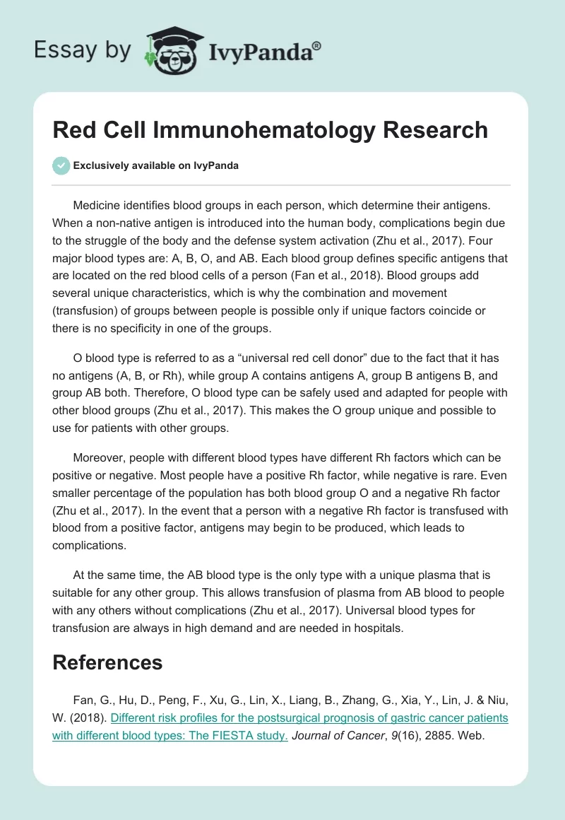 Red Cell Immunohematology Research. Page 1
