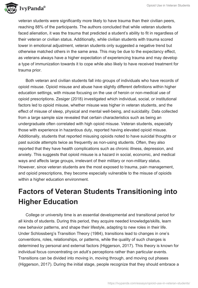 Opioid Use in Veteran Students. Page 3