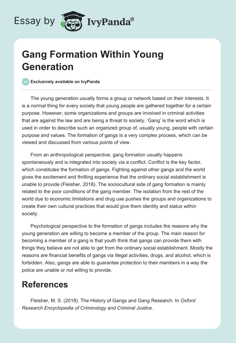 Gang Formation Within Young Generation. Page 1