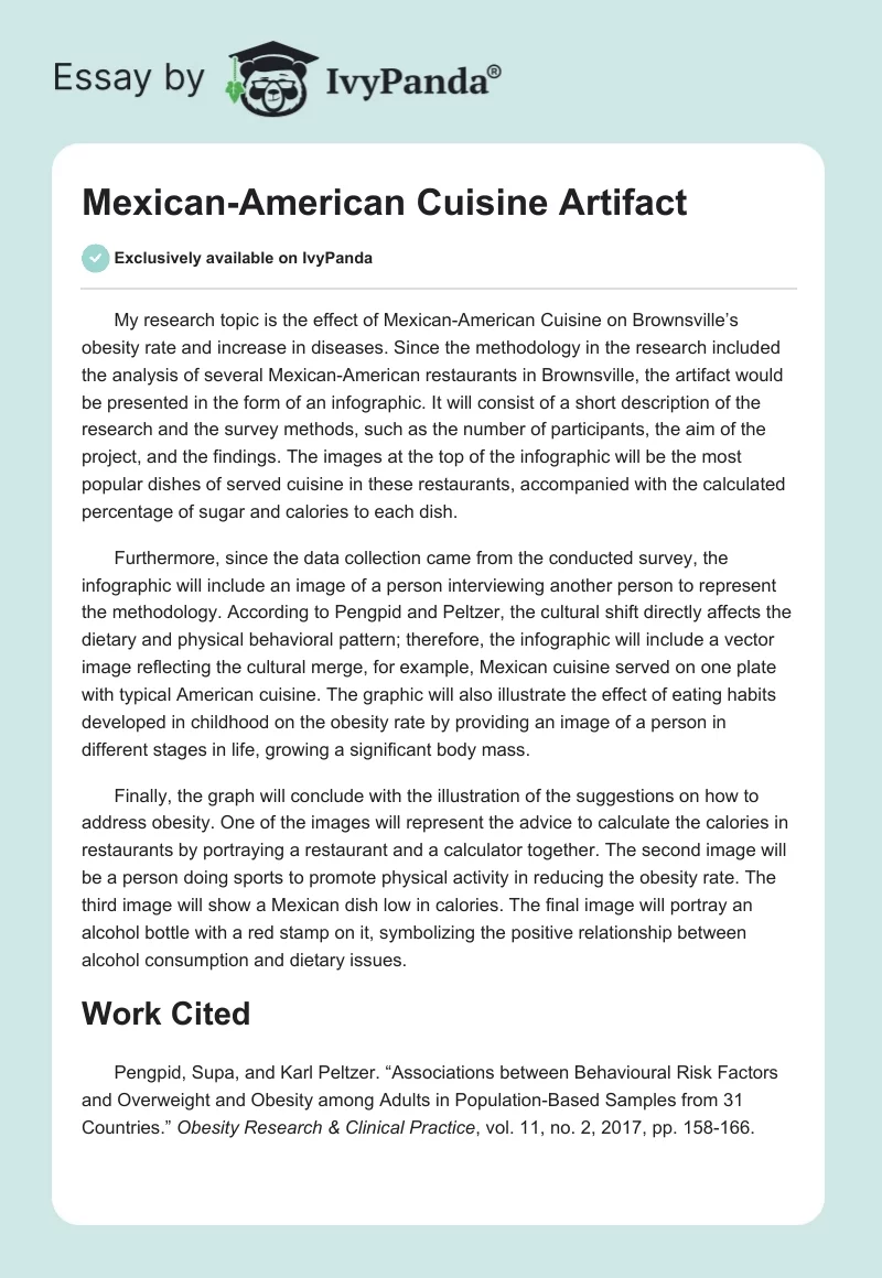 Mexican-American Cuisine Artifact. Page 1