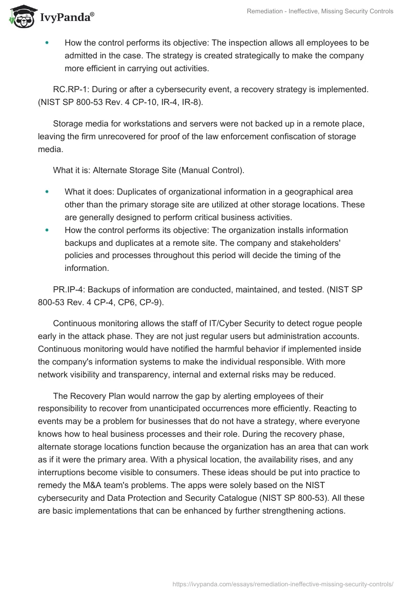 Remediation - Ineffective, Missing Security Controls. Page 2