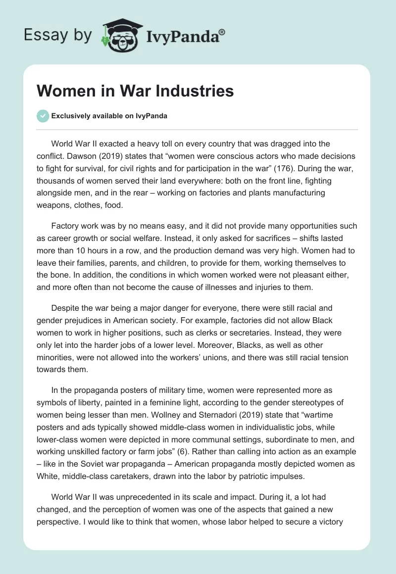 Women in War Industries. Page 1