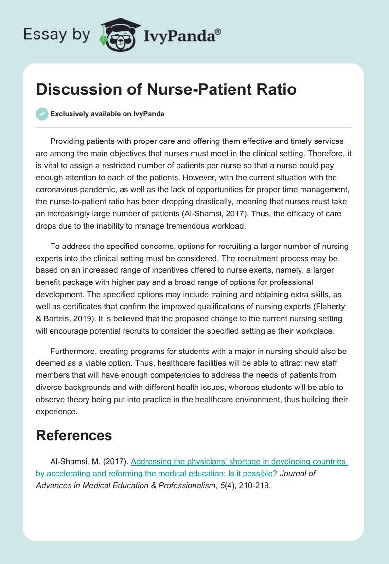 Discussion of Nurse-Patient Ratio. Page 1