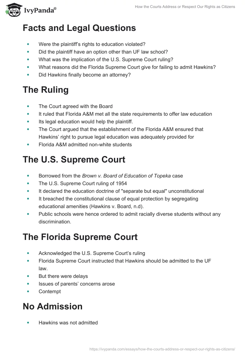 How the Courts Address or Respect Our Rights as Citizens. Page 2