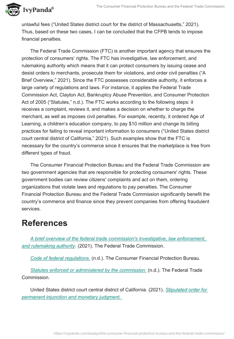 The Consumer Financial Protection Bureau and the Federal Trade Commission. Page 2