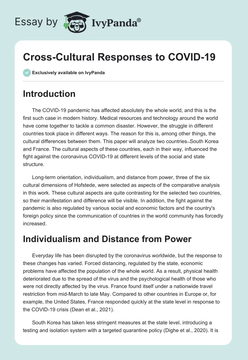 Cross-Cultural Responses to COVID-19. Page 1