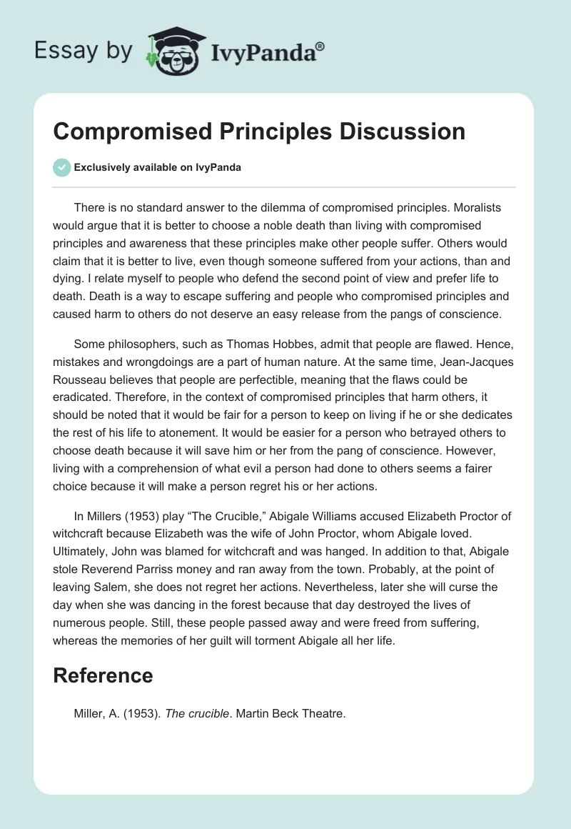 Compromised Principles Discussion. Page 1