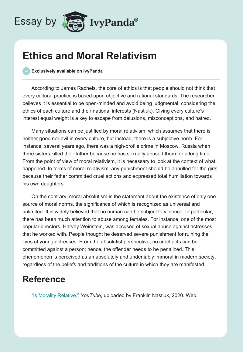 Ethics and Moral Relativism. Page 1