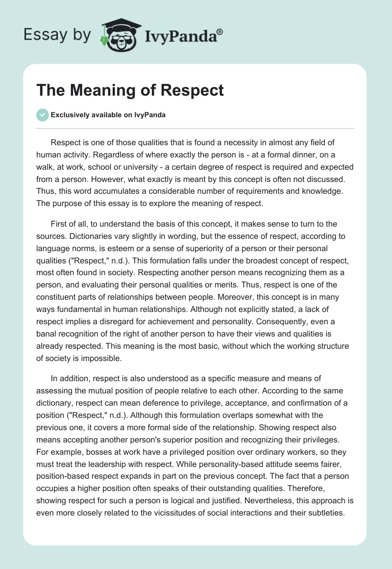 The Meaning of Respect. Page 1