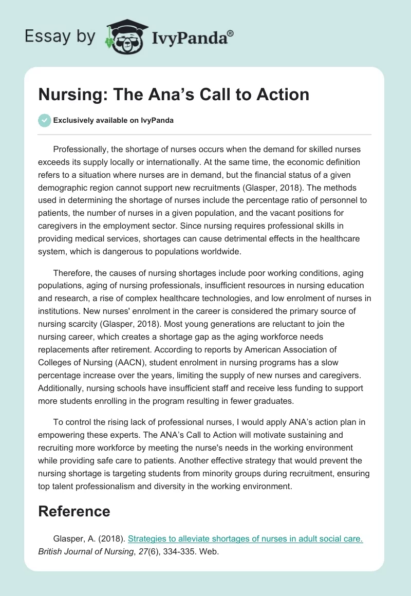 Nursing: The Ana’s Call to Action. Page 1