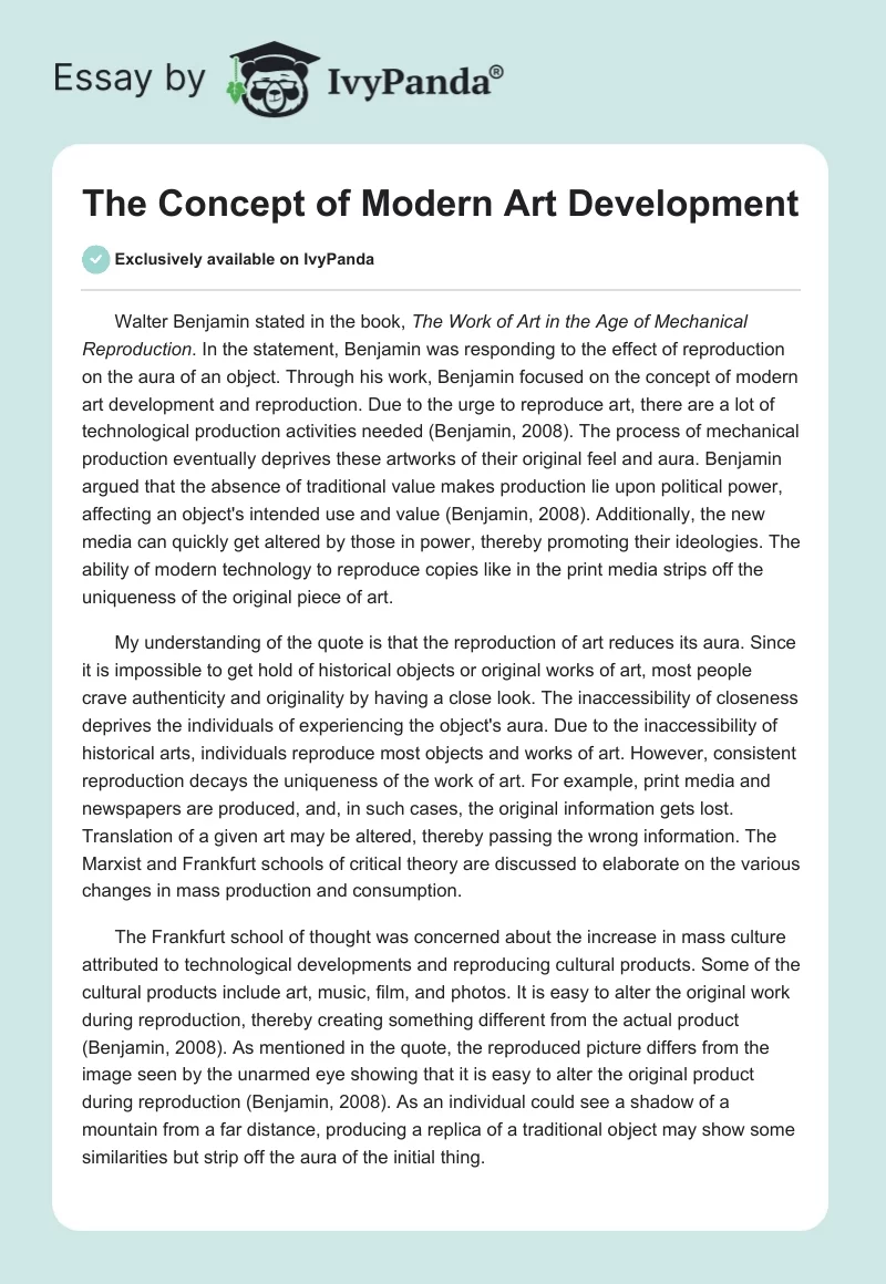 The Concept of Modern Art Development. Page 1