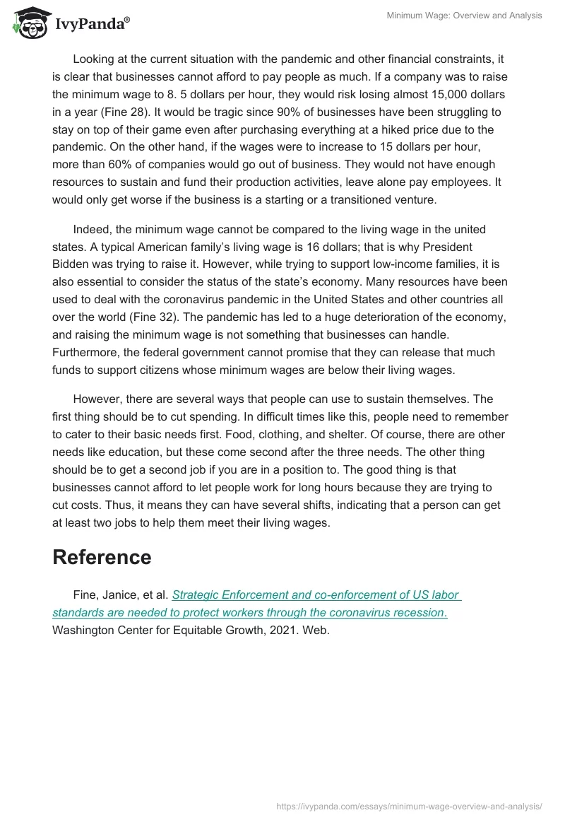 Minimum Wage: Overview and Analysis. Page 2