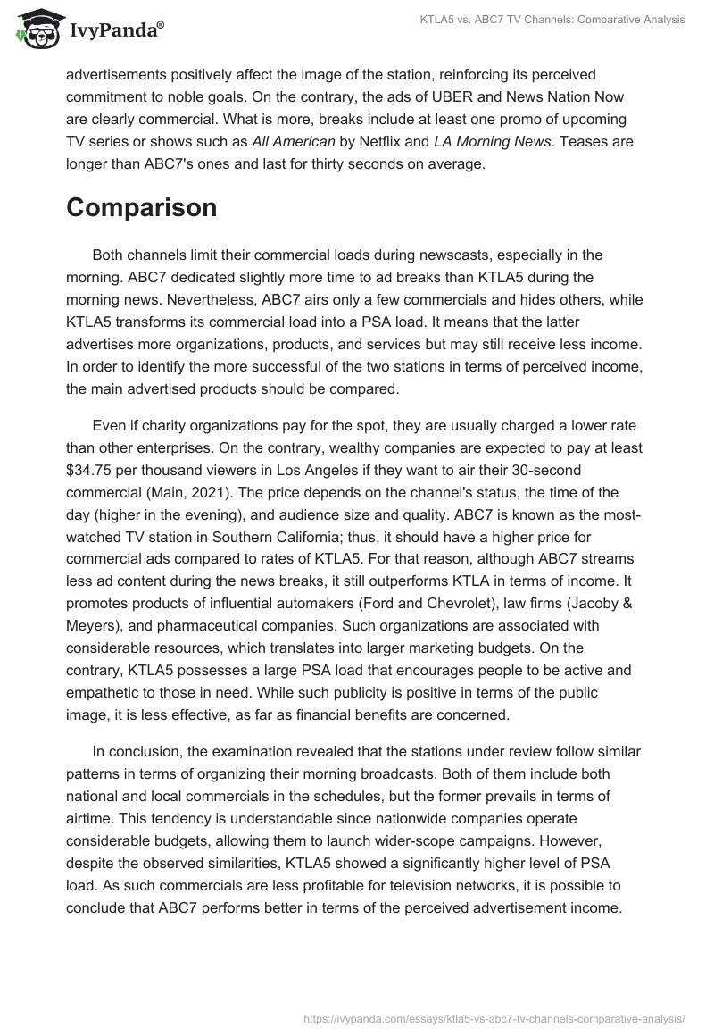 KTLA5 vs. ABC7 TV Channels: Comparative Analysis. Page 5