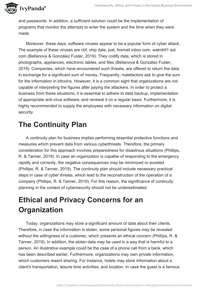 Cybersecurity, Ethics, and Privacy in the Global Business Environment. Page 2