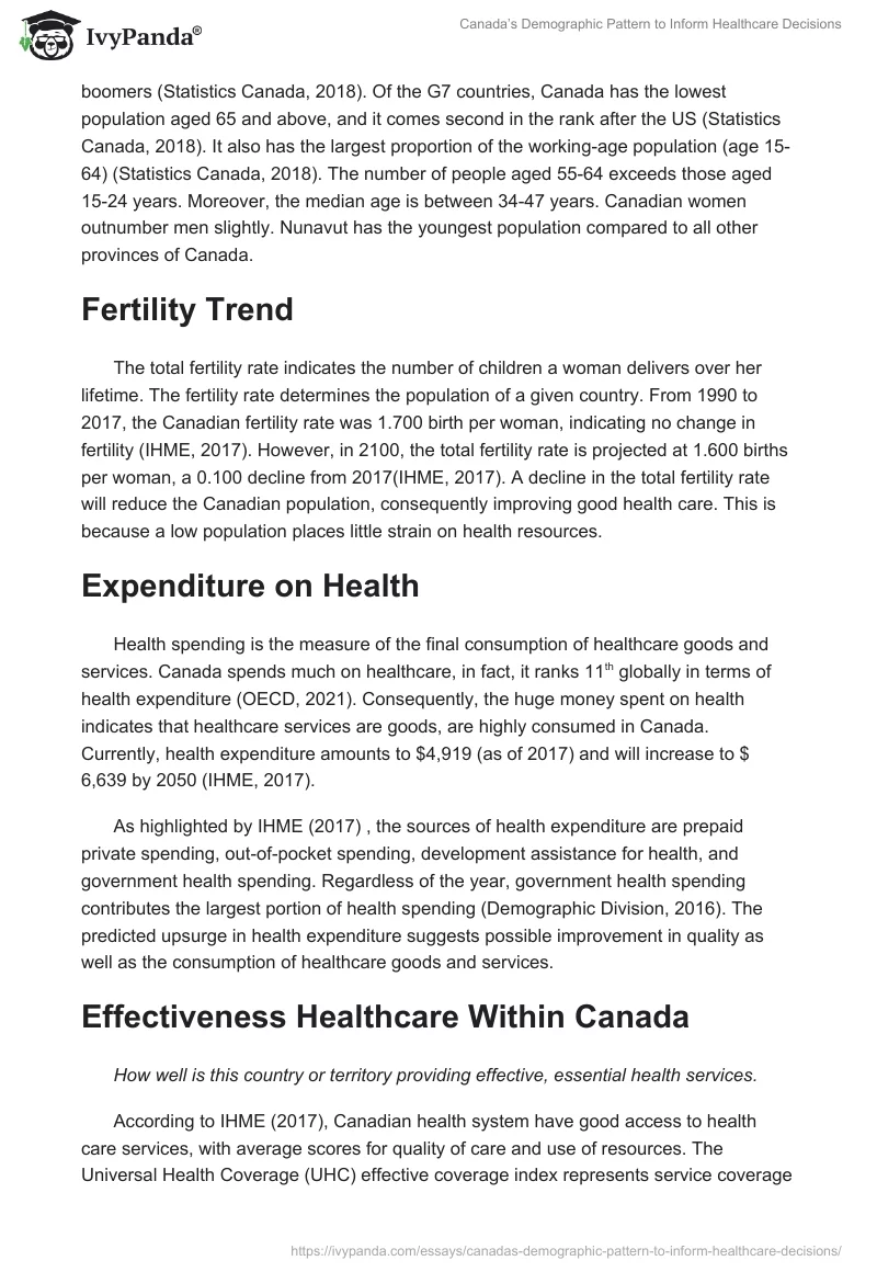 Canada’s Demographic Pattern to Inform Healthcare Decisions. Page 2