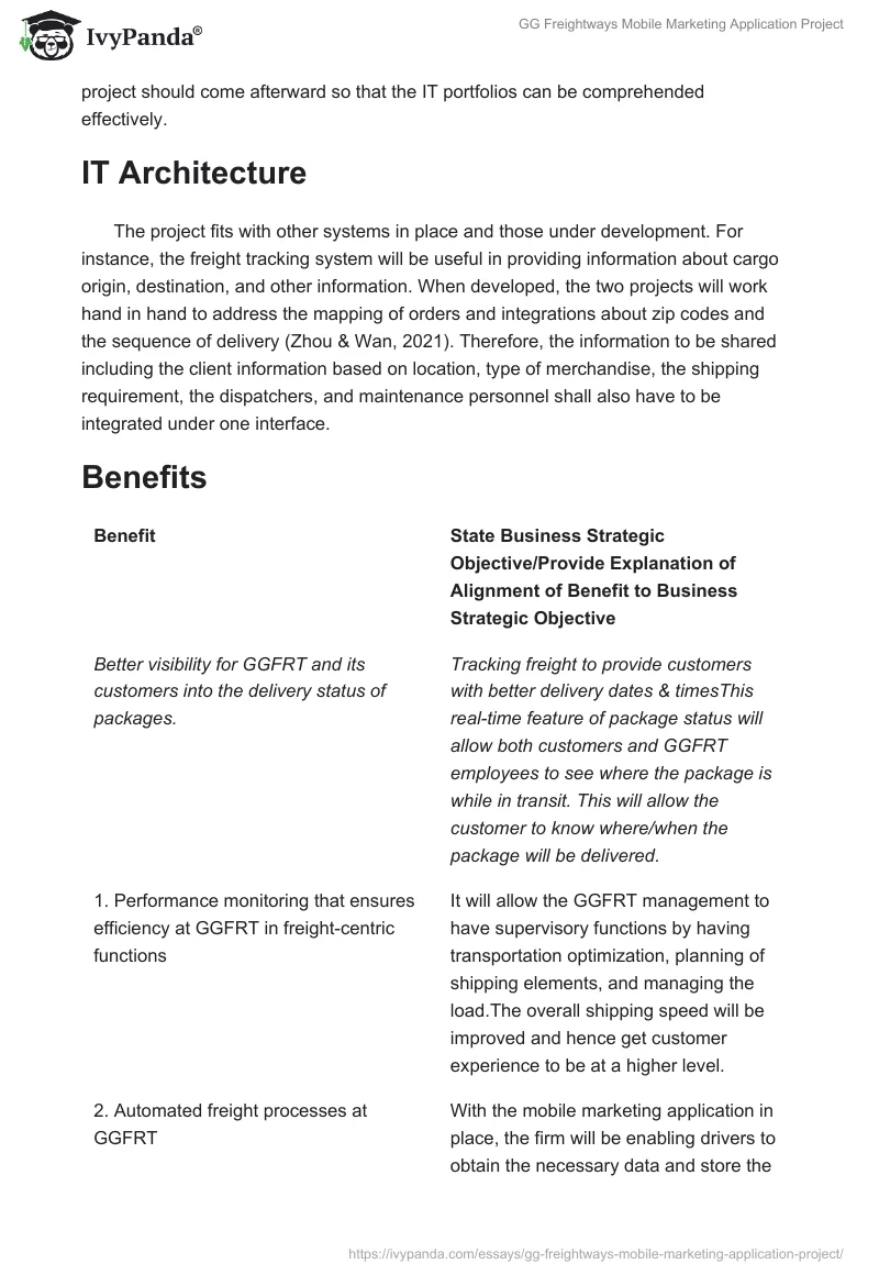 GG Freightways Mobile Marketing Application Project. Page 2